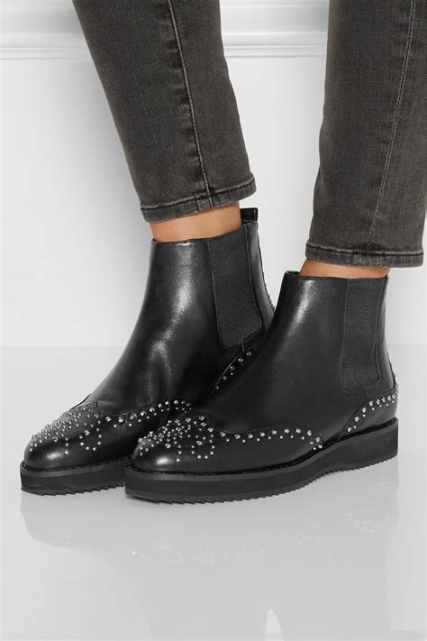 MICHAEL KORS Sofie Studded Leather Chelsea Boots 9 